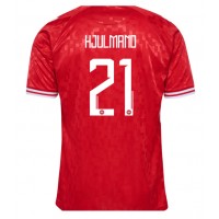 Camisa de Futebol Dinamarca Morten Hjulmand #21 Equipamento Principal Europeu 2024 Manga Curta